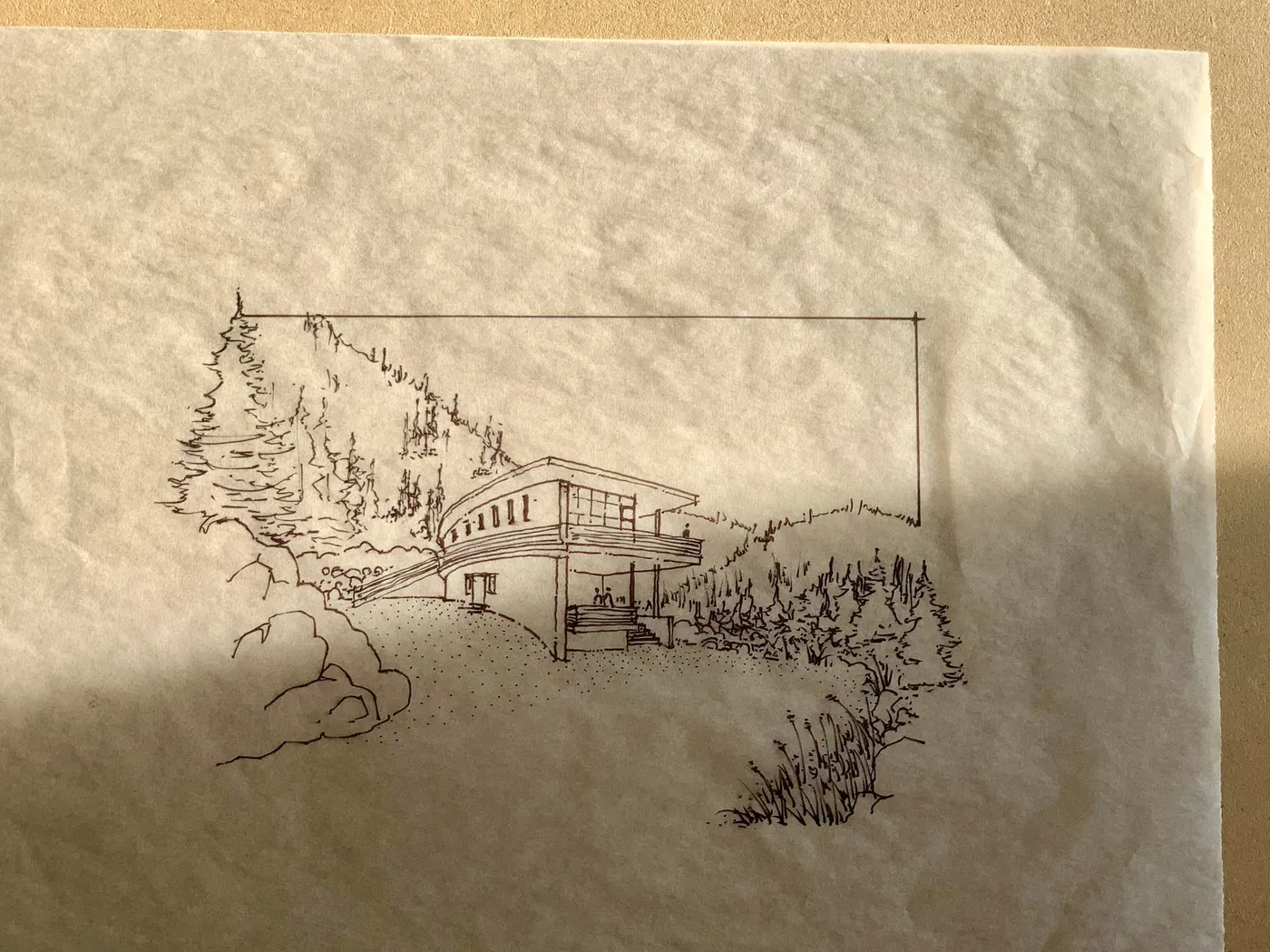 Hand-drawn architectural sketch: Ink study III